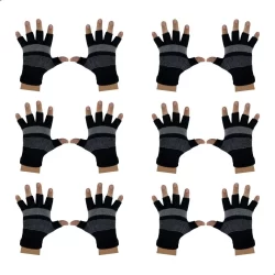 Kit 6 Pares Luva De Inverno Para Frio Em Poliester Quentinha Adulto Unissex Meio Dedo