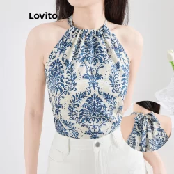 Lovito Boho Top Tribal Print Cordão Regata De Verão Para Mulheres L120ED201