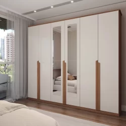 Guarda-Roupa Casal Calábria Slim 6 Portas 6 Gavetas Espelho