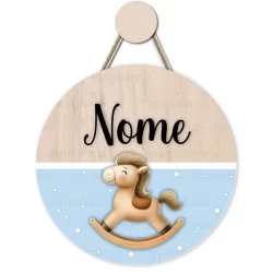 Enfeite Porta Maternidade Cavalinho Cavalo + Pendurador Incluso Decoração Quarto Infantil Menino