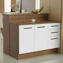 Ilha de Cozinha com Bancada e Balcão 120 cm Rustic/Branco Agata Madesa