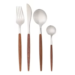 Faqueiro 24 Peças Lyor Organic de Aço Inox Cabo Estampa
