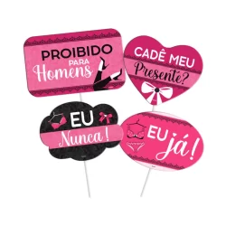 Plaquinhas Divertidas - Chá Lingerie  - 4 unidades - Festcolor - Rizzo