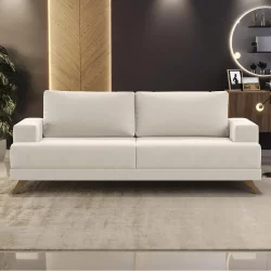 Sofá 160cm 2 Lugares Pés Curvos Santi Suede D05 Bege - Mpozenato