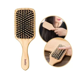 Escova de Cabelo Belliz Raquete Cerdas de Madeira Reduz Frizz 25cm
