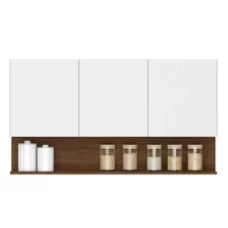 Armário de Cozinha Aéreo 120cm 3 Portas Lina K02 Supremo/Freijó - Mpozenato