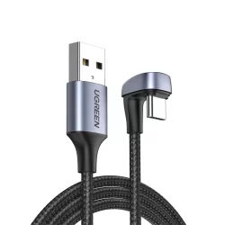 Cabo Usb A/C Dados Ugreen Angular 180° Macho 3A 1M Preto