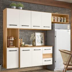 Armário de Cozinha Compacta Suspensa Jully N03 Freijó/Off White - Mpozenato