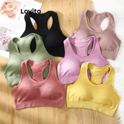 Lovito Sutiã Esportivo Esportivo Básico Liso Para Mulheres LNE51381