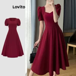 Lovito Vestido elegante de estrutura simples para mulheres L121MD576