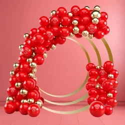 Kit 125 Balões vermelho 7”+ OURO Metalizado 5” - Balão Bexiga Liso/Cromado KIT21+F