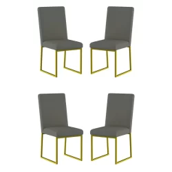 Kit 4 Cadeiras Para Mesa De Jantar Base Industrial Dourado Balaqui