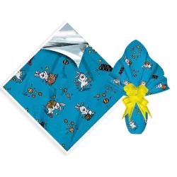 25 FOLHAS P/ OVO DE PÁSCOA METALIZADA 69X89  VIVA PÁSCOA  AZUL  Luckyfest
