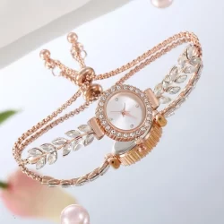 Relógio Com Cordão De Folhas Relógios Femininos Pulseiras Com Diamantes