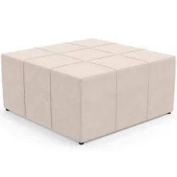 Puff Decorativo Para Sala de Estar Quadrado Milano 90x90cm W01 Suede Bege - Lyam Decor