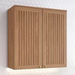 Armário Aéreo Cozinha 80 Cm Requinte 2 Portas Ripado