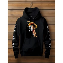 Moletom Canguru Monkey D Luffy One Piece Cartoon Anime