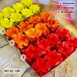 KIT 120 Forminhas Para Doces Finos AMARELO + LARANJA + VERMELHO