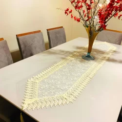 Caminho De Mesa Guipir Bordado 40x150 Mesa de 4 Lugares Premium Centro De Mesa