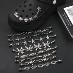 Pérola crânio ins estilo Punk sandálias acessórios corrente diy Hip Hop sapato corrente