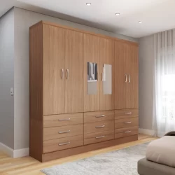 Guarda-Roupa Casal Madri 6 Portas 9 Gavetas com Espelho
