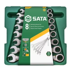 Jogo Chave Combinada Catraca 8 a 19mm Sata com 8 Peças Lado Estrela e Boca ST08008SJ