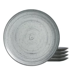 Jogo De Pratos Raso Cerâmica Kit 4 Peças 29cm Kya Gray Alleanza Cinza