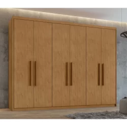 Guarda-roupa 6 Portas 5 Gavetas Áries Amêndoa Clean