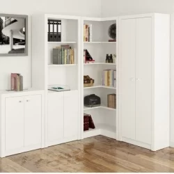 Kit 4 Armários para Escritório com Estante  Branco