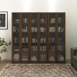 Kit 3 Armários para Escritório com Portas de Vidro ME4115 Nogal