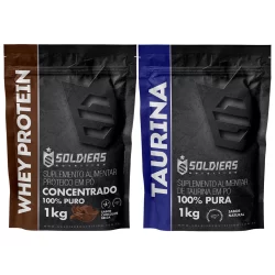 Kit: Whey Protein Concentrado 1Kg + Taurina 1Kg - 100% Importado - Soldiers Nutrition