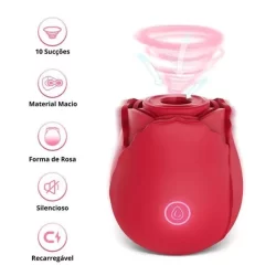 Rosa Vibrador Sugador Estimulador de Clitóris Recarregável