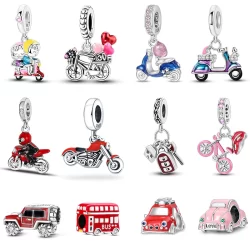 925 prata esterlina motocicleta esportes carro bicicleta pingente adequado para marca pulseira charme requintado DIY