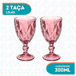 taças de vidro decoradas Vidro Lilás Bico De Jaca 300ml 2 UN