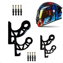 Kit 4 Suportes de Parede para Capacete Mochila Jaqueta Chaveiro Multiuso Aço Fixação Fácil Organizador Ambiente Moto