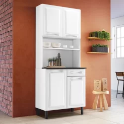 Cozinha Compacta em Aço 80cm 4 Portas 1 Gaveta Pratika Itatiaia Branco Neve