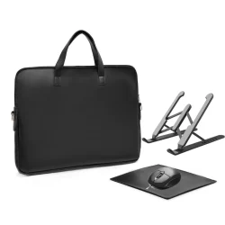 Capa case pasta maleta bolsa De Notebook + Mouse Optico + Suporte de notebook + Mouse Pad