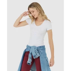 Blusa Básica Feminina Decote V Em Viscose Stretch