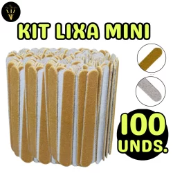 100 Lixas Mini Pop de Unha Parda Descartável p/ Manicure