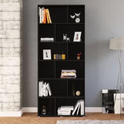 Estante para Livros com 12 Nichos Xangai 204cmx90cm Preto