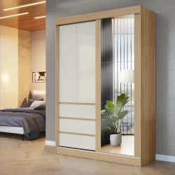 Guarda-roupa Casal Bagda 3 Portas 3 Gavetas com Espelho Sim