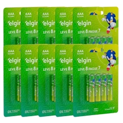 80 Pilhas Alcalina Aaa Palito 1,5v 3a LR03 10 Cartelas Elgin