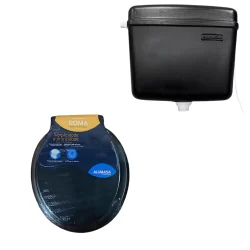 Kit Caixa descarga e Assento Preto Alumasa