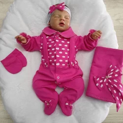 Saída De Maternidade Menina Primavera/Verão Manu Pink, Rosê, Rosa, Vermelho e Marsala - Tam P