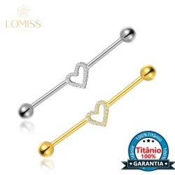 Piercing Transversal Titânio Coração Zircônia Cravejada