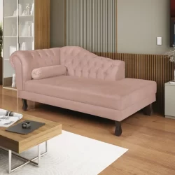 Diva Recamier Dora 130cm Lado Direito Suede Rose