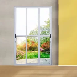 Porta Sacada de Alumínio 3 Folhas Sequenciais Móveis 210 x 120cm Linha 25 Branco