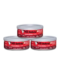 Kit 3 Rações Úmidas Pet Delícia para Cães Caçarolinha de Carne 110g