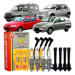 Kit Jogo Cabo E Vela De Ignição Fiat Doblo Palio Siena 1.0 1.3 16v