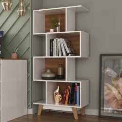 Estante para Livros Caracas 4 Nichos Branco/Nogal